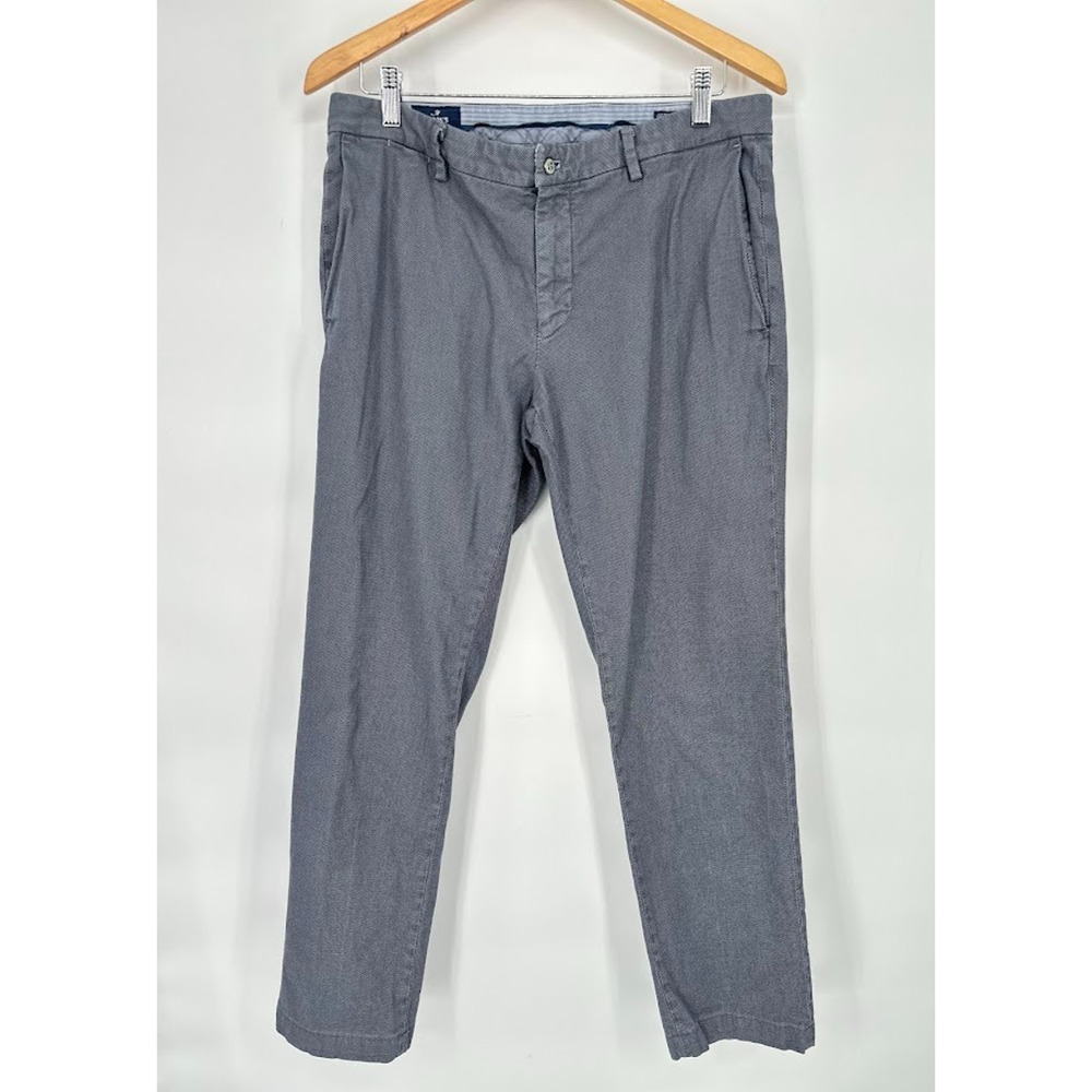 Masons Ems Pants Mens 52 US 36 Gray Blue Cotton Textured Straight Chino Preppy